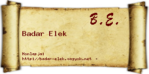 Badar Elek névjegykártya